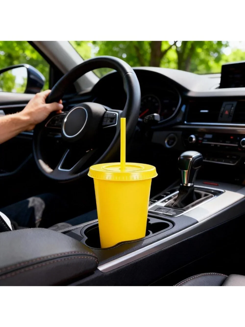 Reusable 24 oz Plastic Cups with Lids & Straws - Bulk Party Cups for Iced